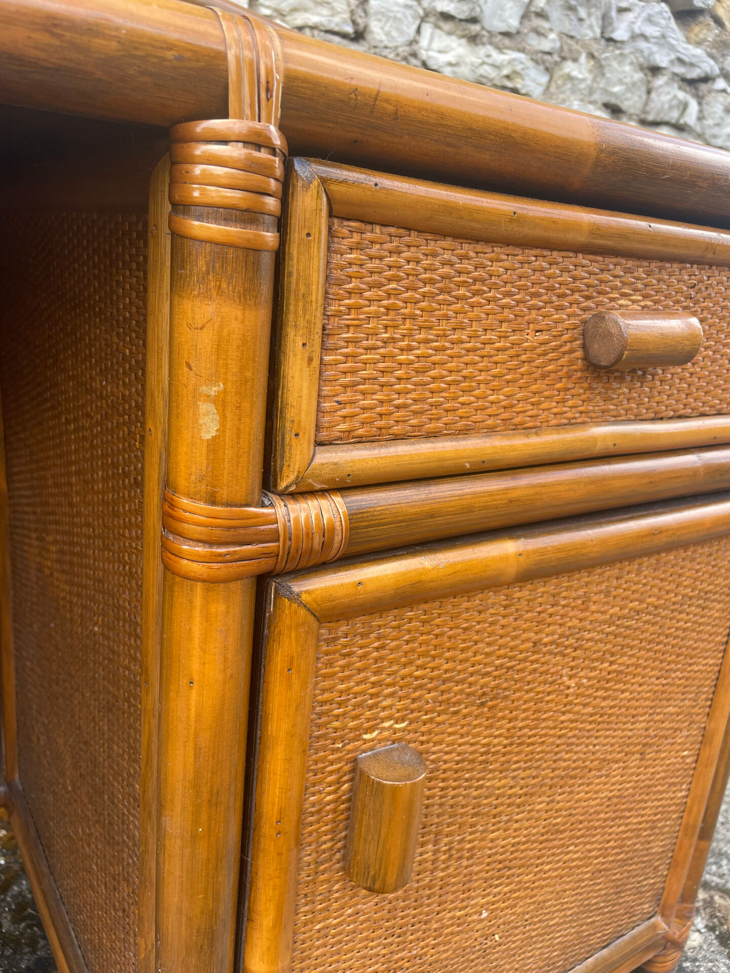 Vintage bamboo and rattan desk – 1960s-70s