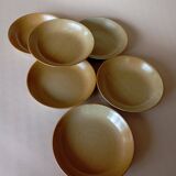 6 CNP Village stoneware skullcap plates