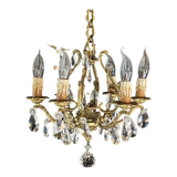 Lustre pampille ancien en bronze et en cristal