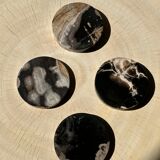 Set of 4 fossilized wooden coasters