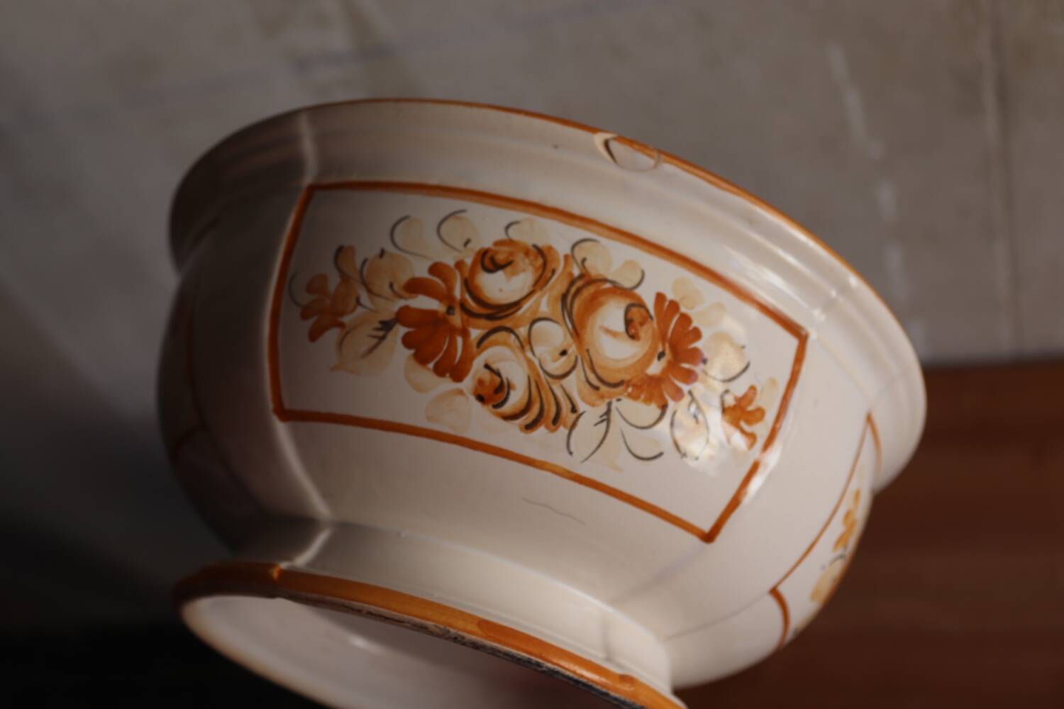 Old earthenware salad bowl