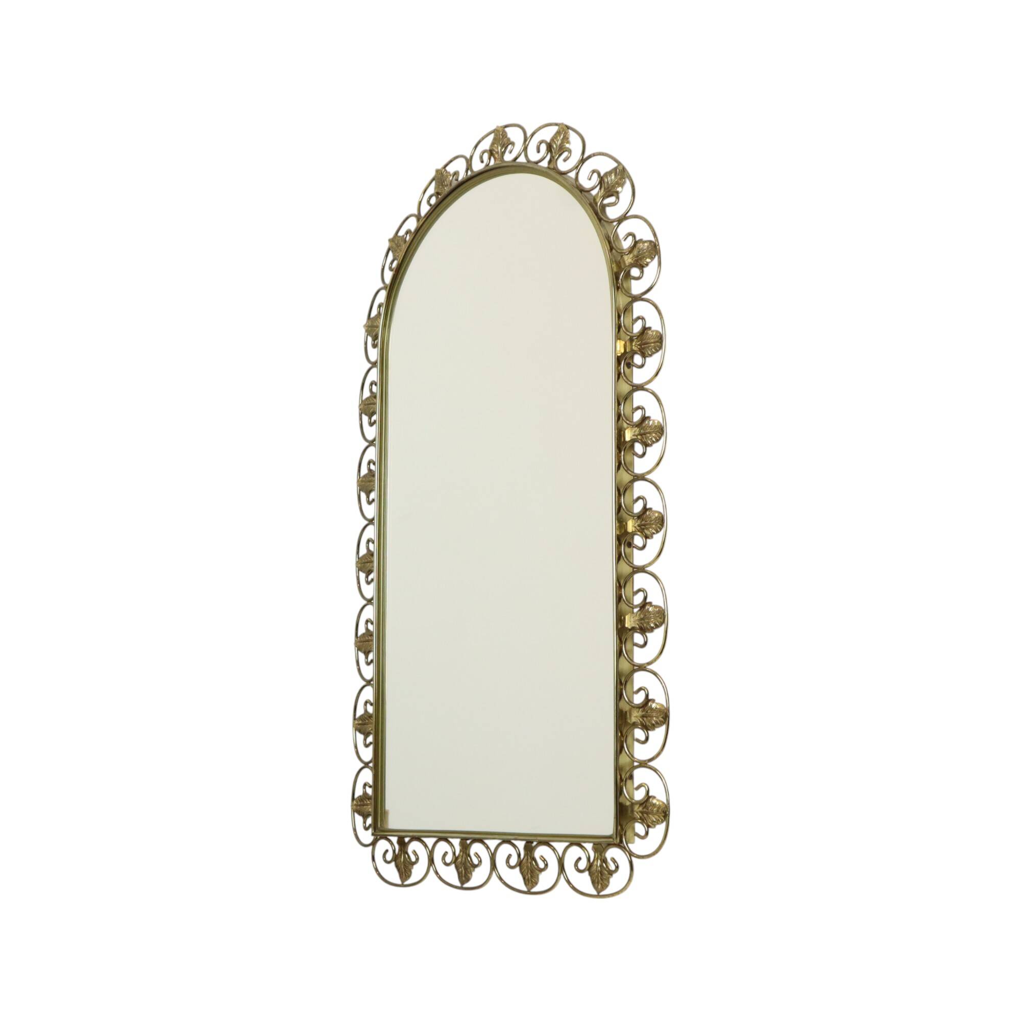 Miroir Deknudt Vintage Doré Métal Cuivré Acanthe