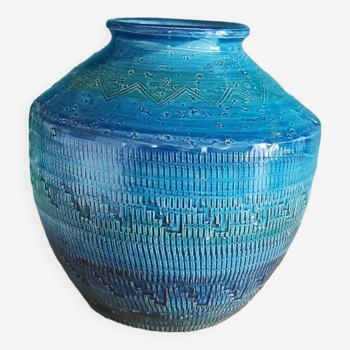 Vintage ceramic vase Rimini blue