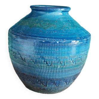 Vintage ceramic vase Rimini blue