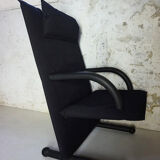 Fauteuil par Burkhard Vogtherr par Arflex vintage Black Canvas  T-Line 1984