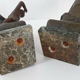 Pair of fisherman lamps art deco 1940 1940 vintage in metal & marble 30s 4