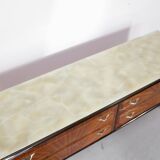 Midcentury Italian Sideboard / Dresser In Walnut And Brass. Vintage Modern