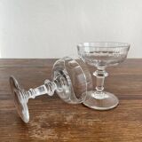 2 coupes à champagne anciennes en verre soufflé à côtes plates 19eme siècle