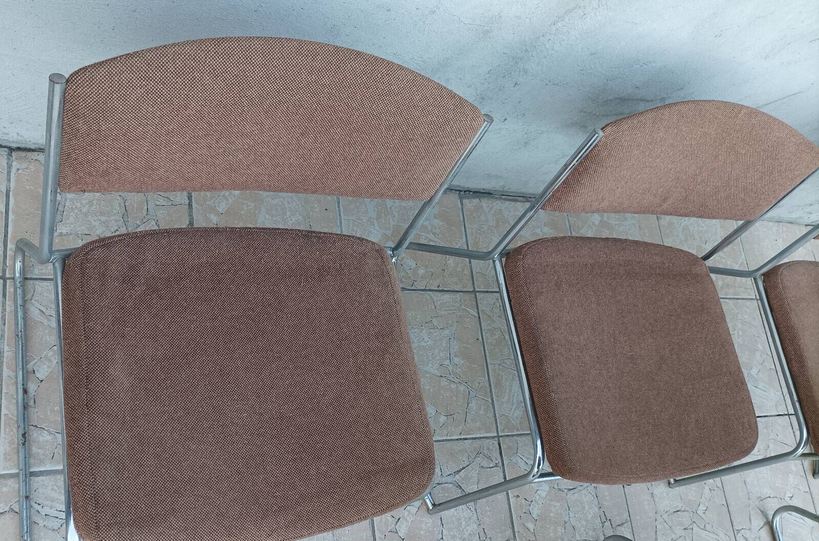 Set of 6 vintage low chrome metal chairs