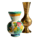 Vintage handcrafted ceramic and brass vases