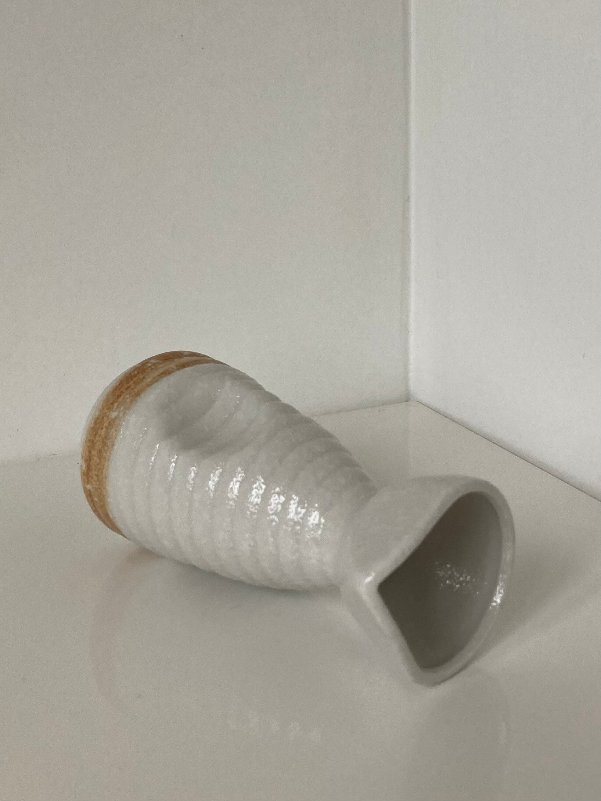 Carafe à saké japonaise pouvant former vase ou saucière en porcelaine émaillée