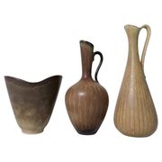 Collection of 3 ceramic vases by Gunnar Nylund Rörstrand Sweden, 1950s.