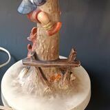 Goebel design Hummel ceramic lamp base with child on an apple tree, 1960s