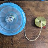 Art Deco pendant light in blue glass and brass