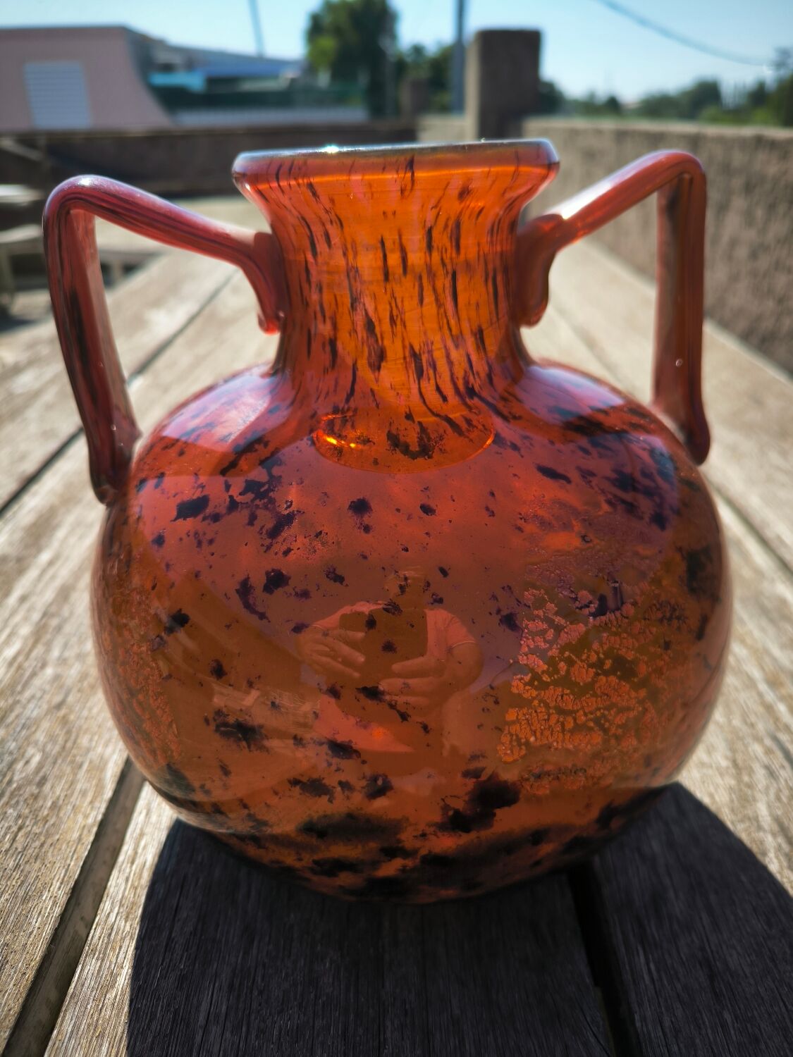 Glass paste vase with gold inclusion Daum 1930