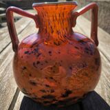 Glass paste vase with gold inclusion Daum 1930