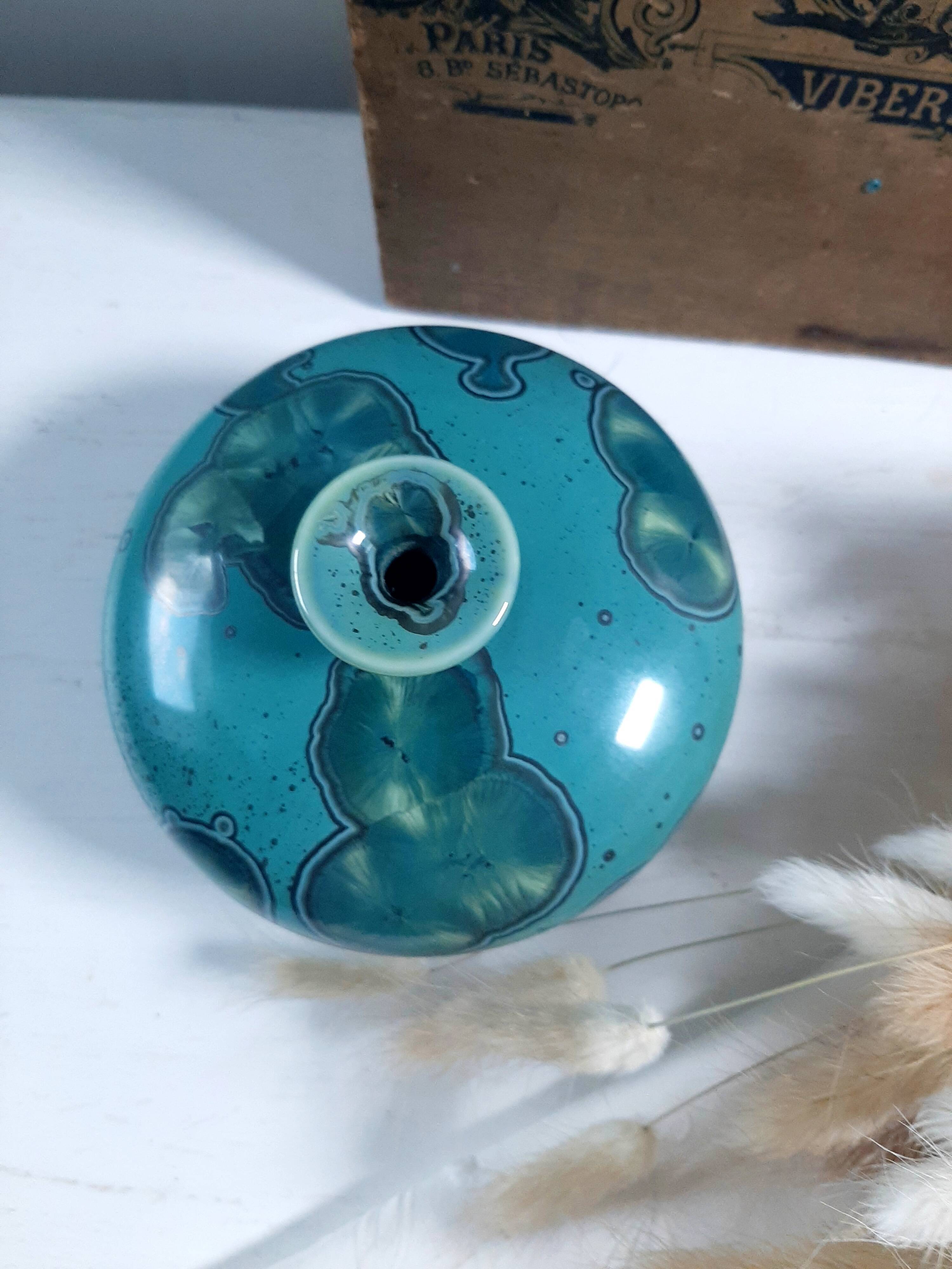 Vase soliflore en céramique à glaçure cristalline