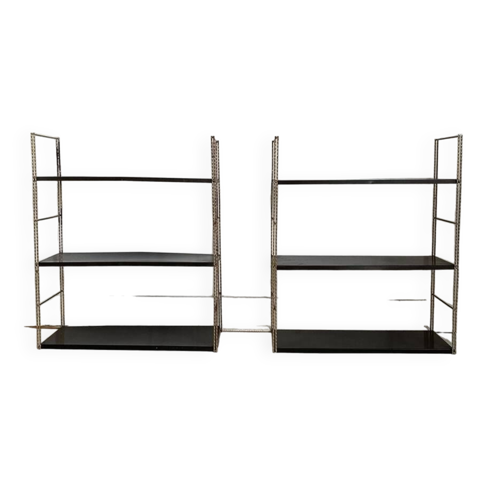 Pair of twisted string wall shelves