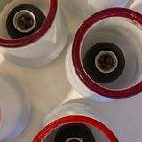 3 red and white Murano glass luminaires 1970s