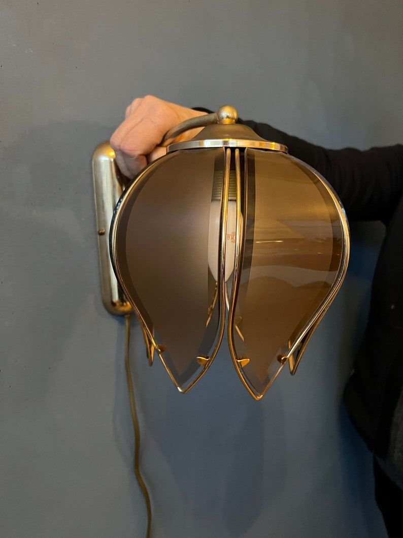 Vintage wall lamp Hollywood Regency Golden Flower