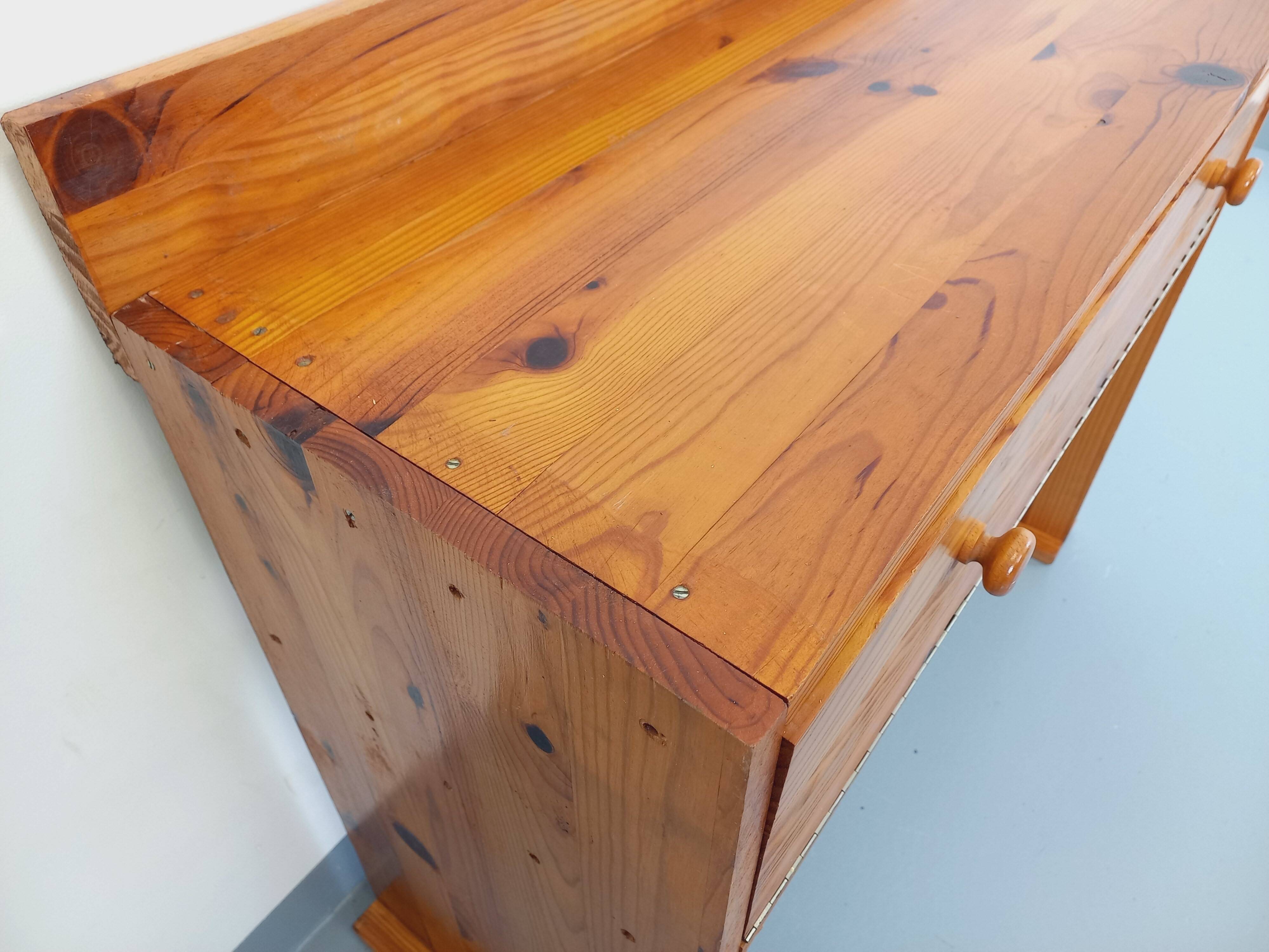 Vintage pine desk with sled legs from the 70s and 80s