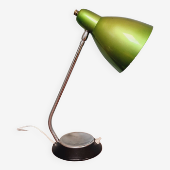 Desk lamp in green lacquered and chrome metal, 1970s