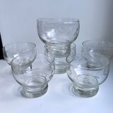 Set of 6 crystal champagne glasses engraved 50s-60s