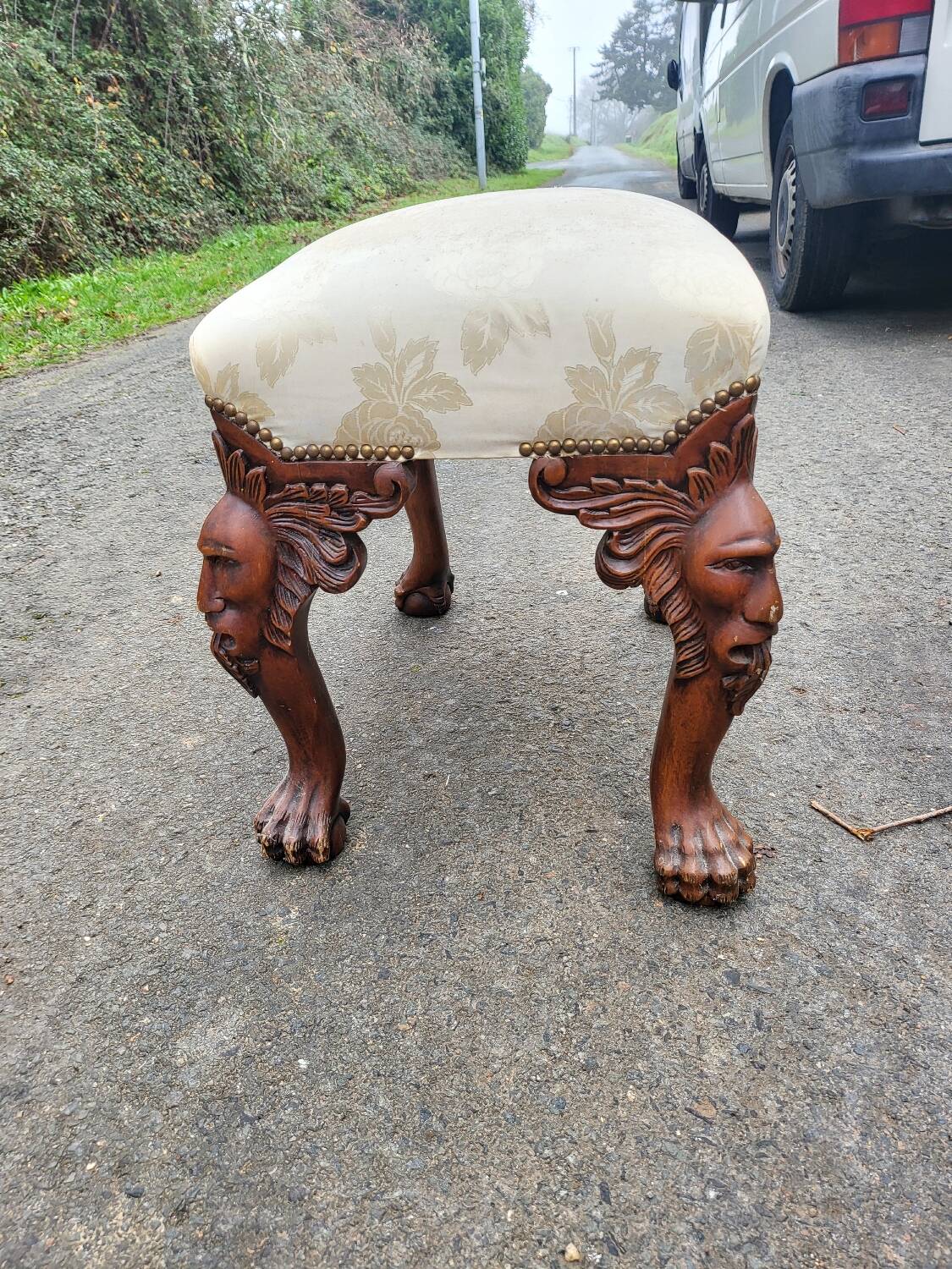 Antique carved wooden footrest – 19th - early 20th century