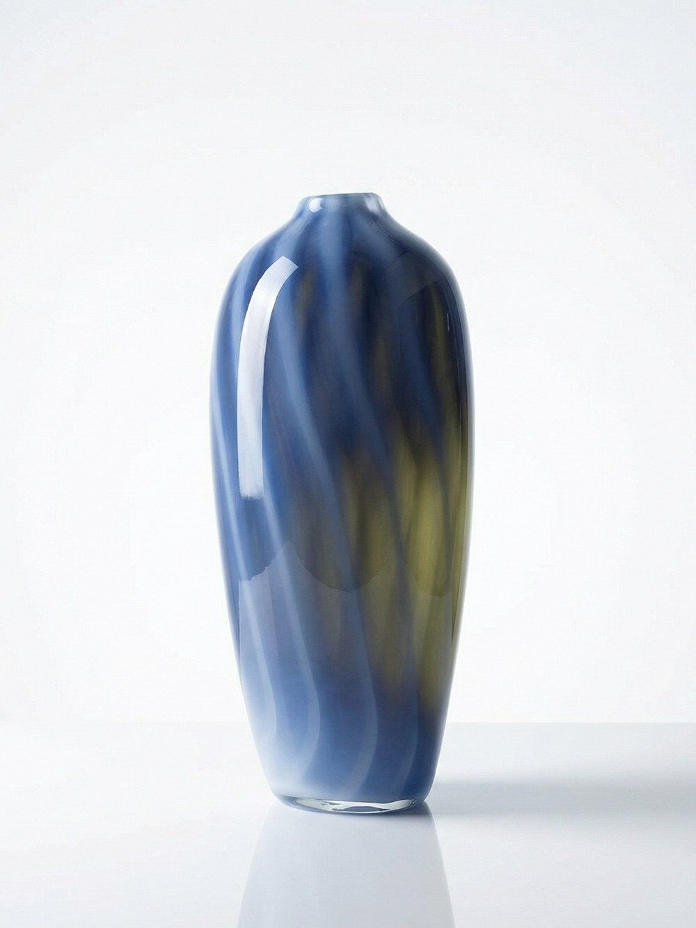 Vintage smoked glass vase lined with opaline, Murano bubble.