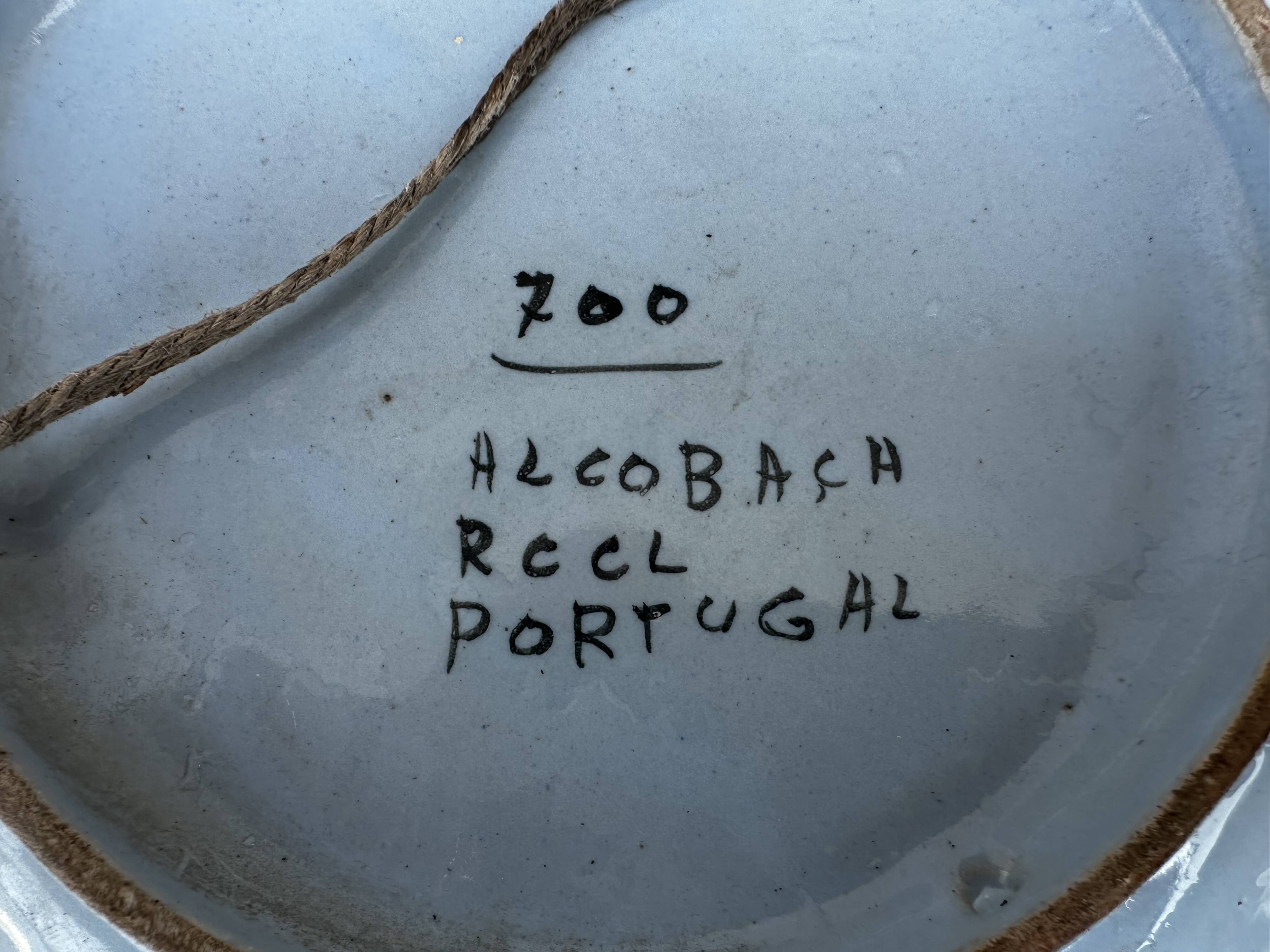 Openwork ceramic dish, hand-painted, Alcobach, Portugal, 35 cm diameter