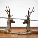Paire de cerf, sculpture, cerf laiton, décoration intérieur, bouddhiste, collection, deer, brass