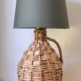 Vintage rattan demijohn lamp