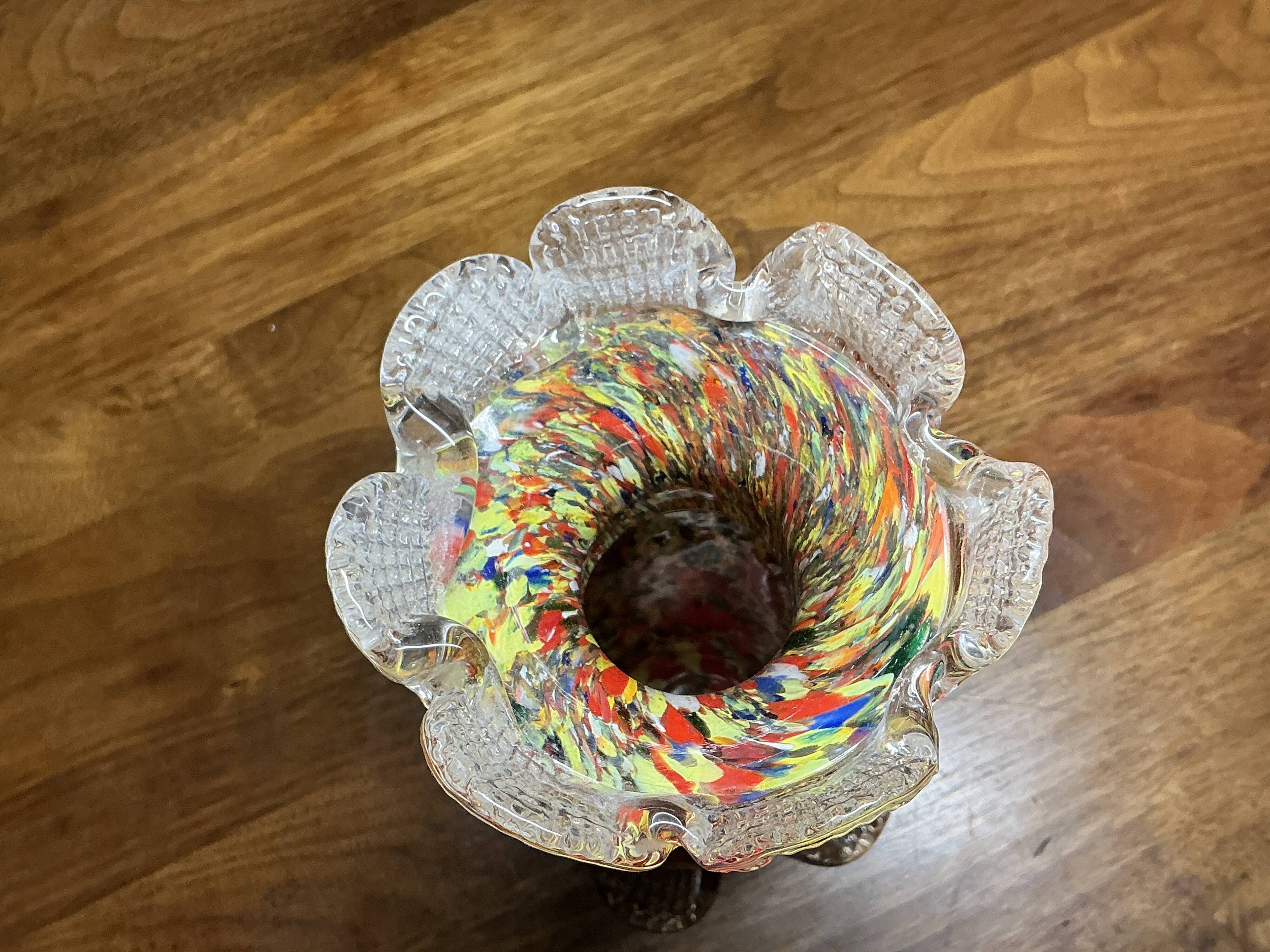 Multicolor hand-blown glass vase – 26 cm
