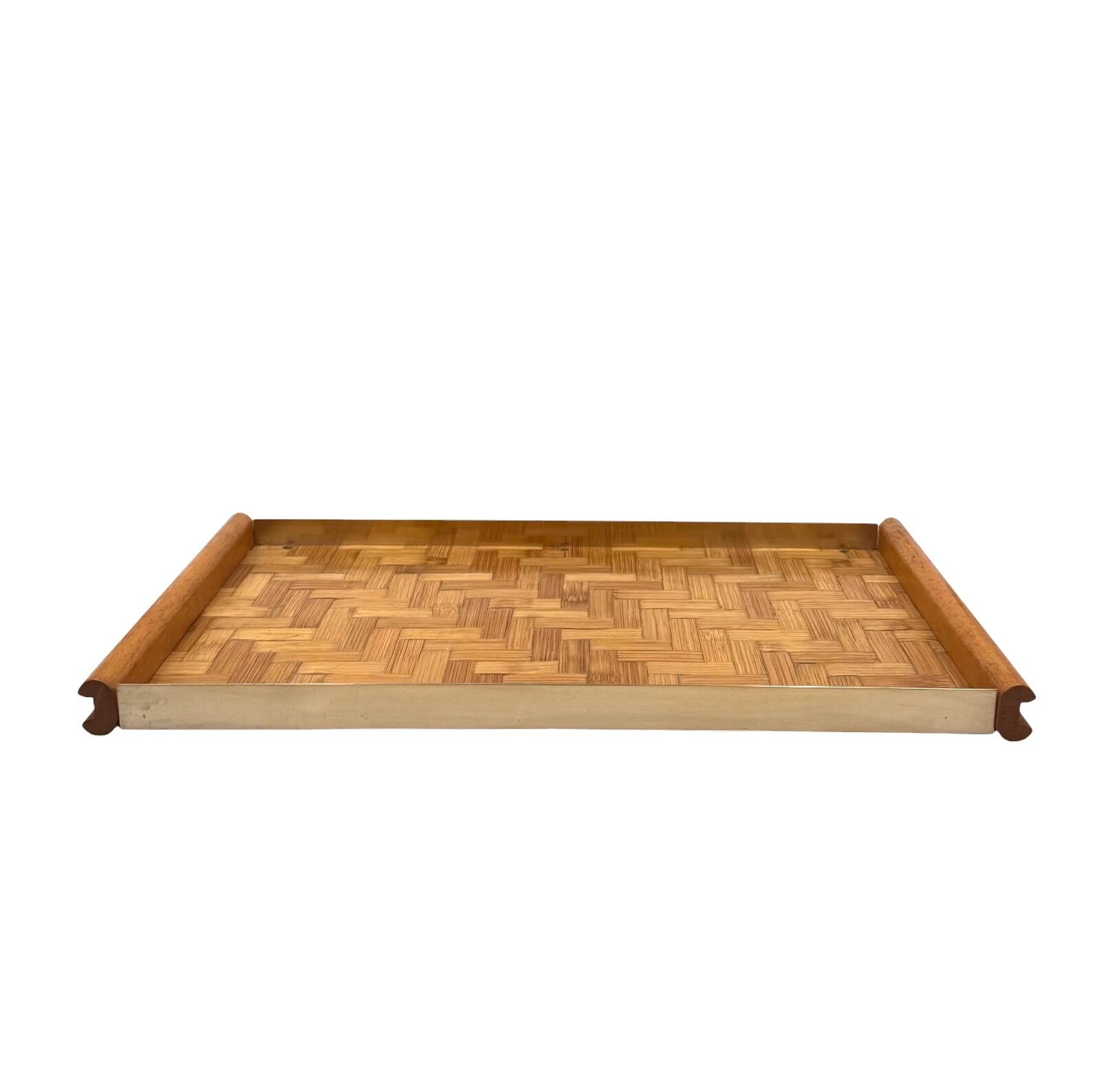 Hollywood regency bamboo and brass tray, Italy 1970s
