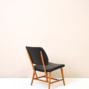 Chaise scandinave vintage en cuir noir