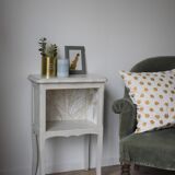 Off-white and patinated beige bedside