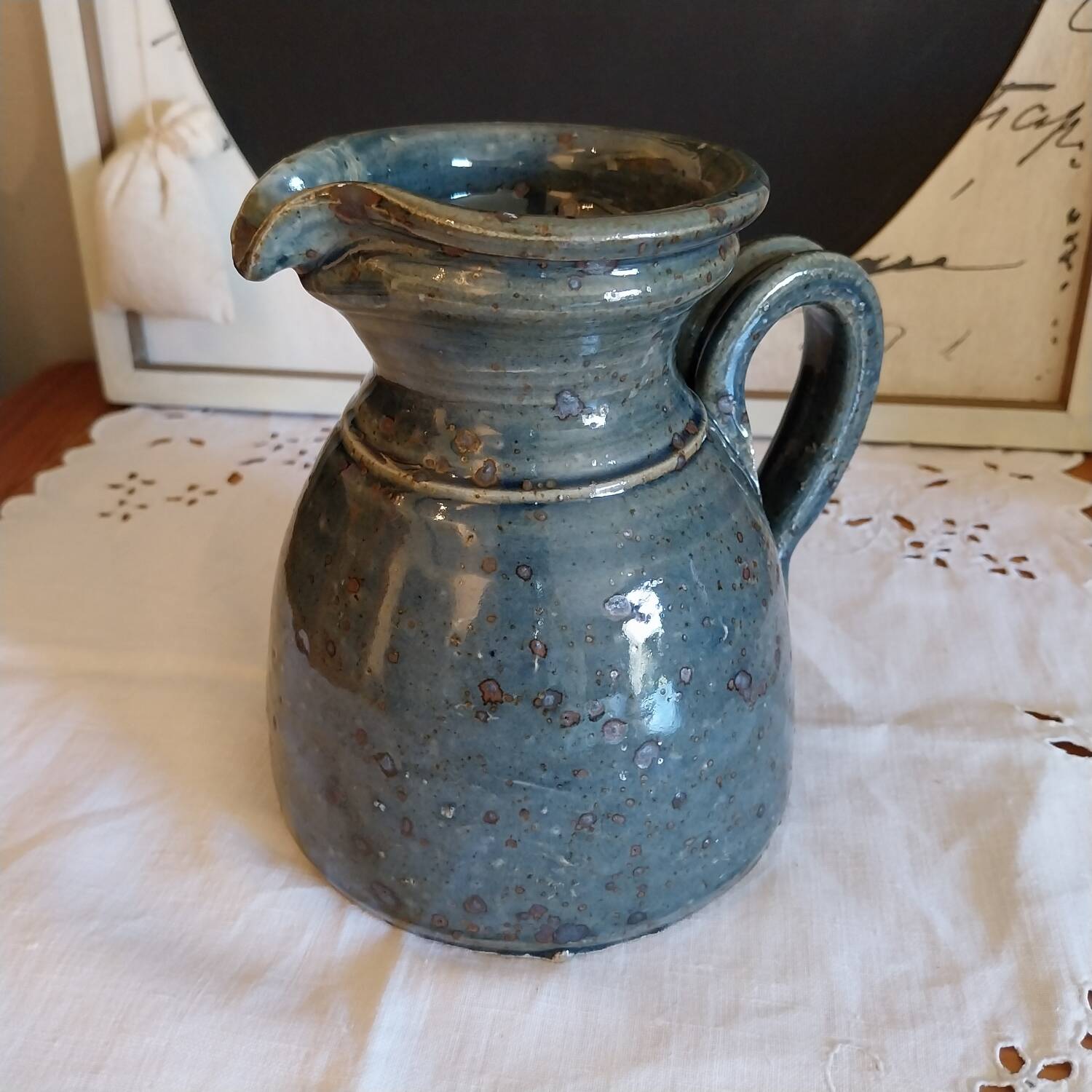 Glazed stoneware jug signed Baudat