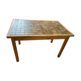 Pine and brown ceramic table, 1960s