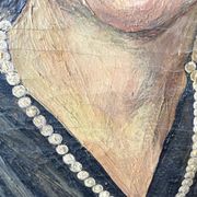 Oil portrait on canvas of an elegant vintage woman 50s
