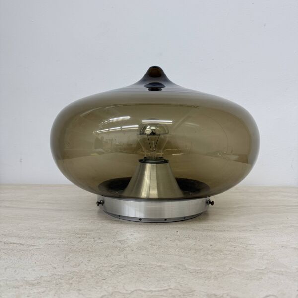 Plafonnier en verre fumé Dijkstra du milieu du siècle, Space Age, années 1970