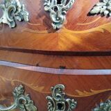 Louis xv style marble top marquetry chest of drawers