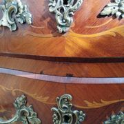 Louis xv style marble top marquetry chest of drawers