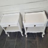 Pair of white patinated Louis XV style bedside tables
