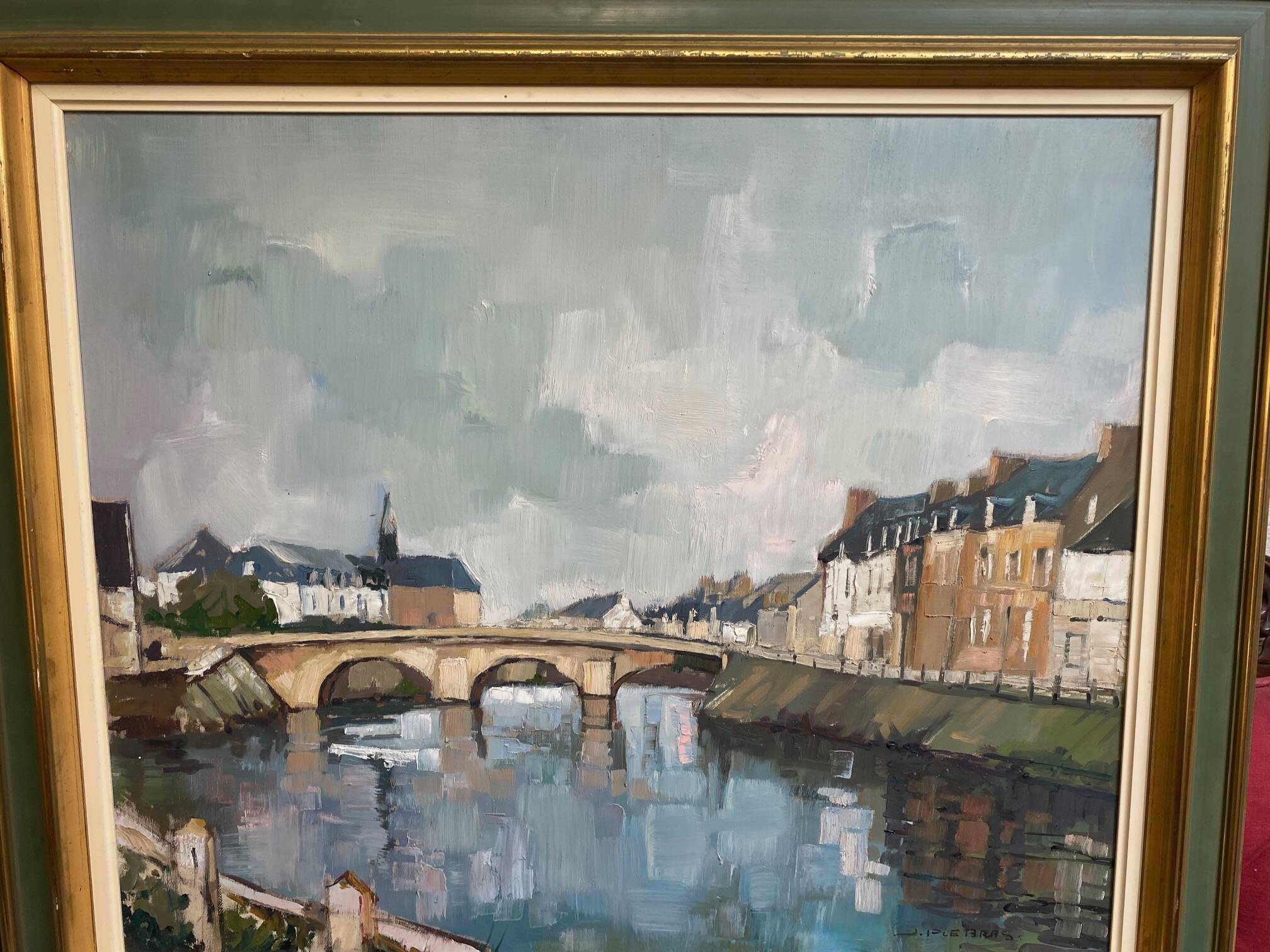 oil painting signed jp le bras painter of the navy port breton view from the p