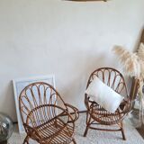 Pair of vintage rattan armchairs