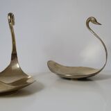 Paire cygnes ,poche , cygnes, laiton, vintage