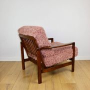 Wooden vintage brown armchair pink long hair proj. Z. Bączyk - 2 pieces available