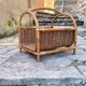 Panier à bûches en rotin et osier 1950