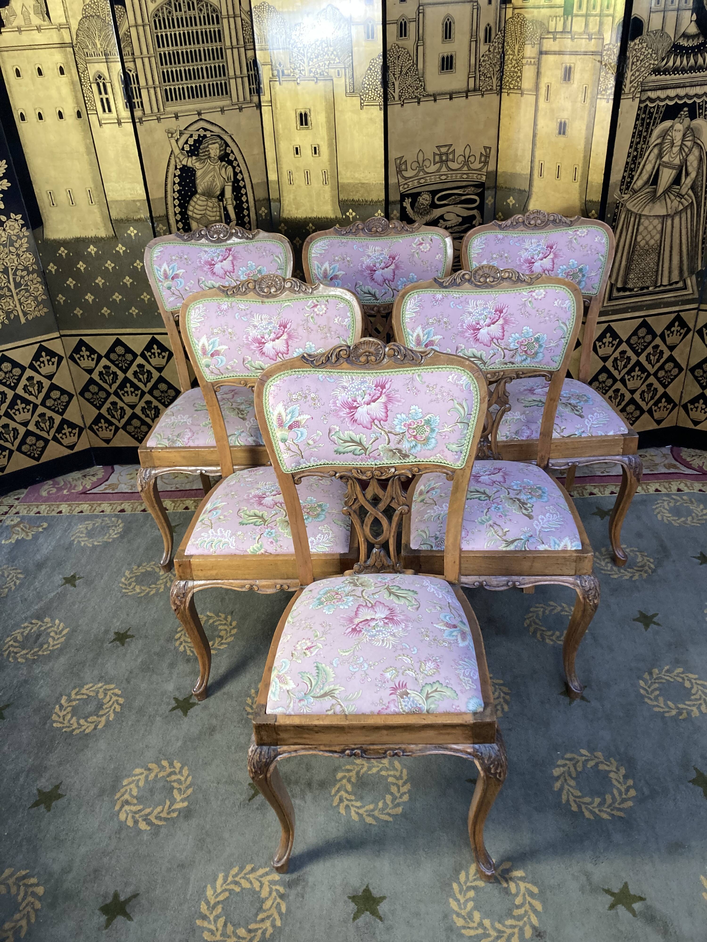 6 chaises anglaises, style louis XV