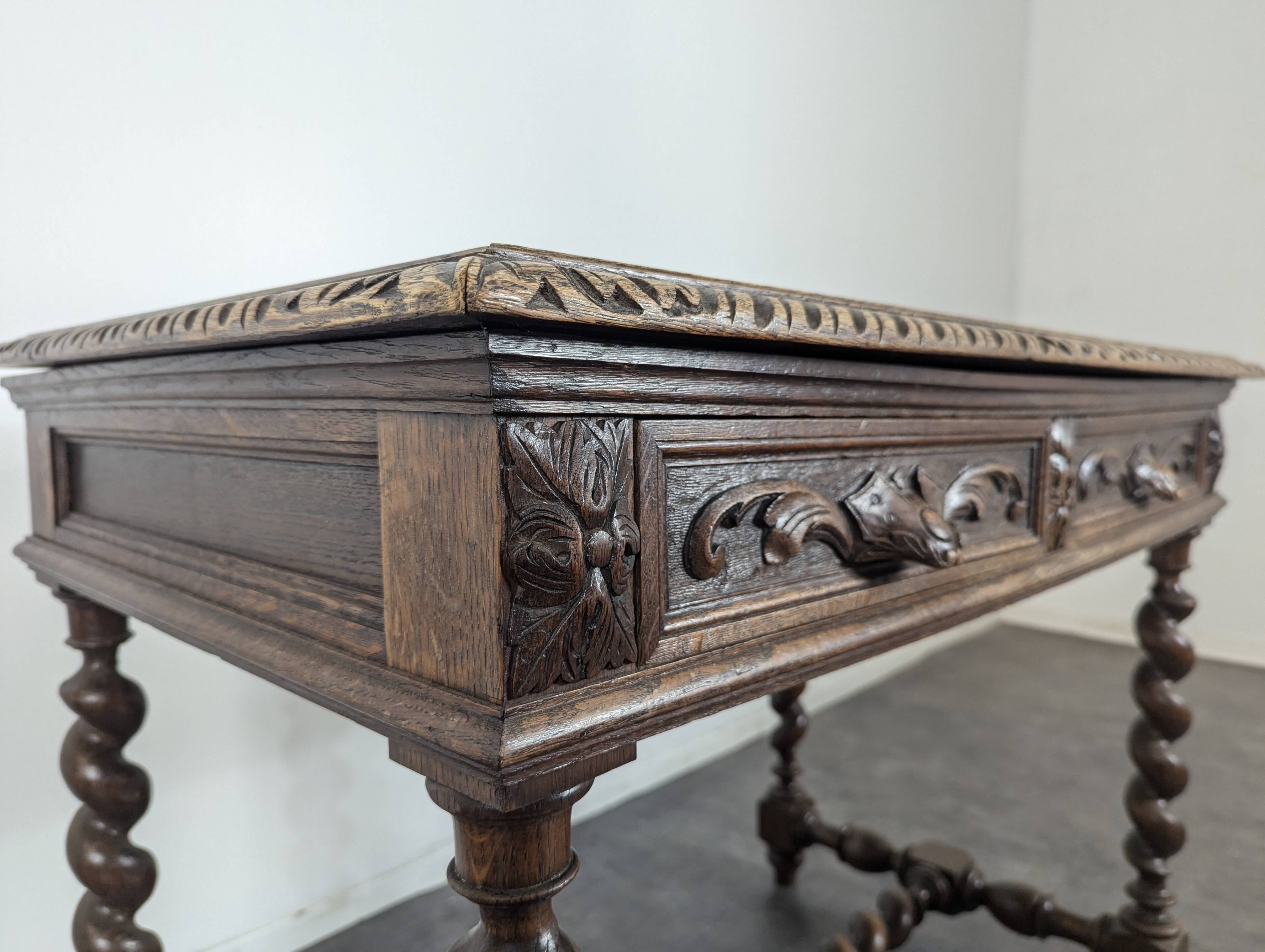 Louis XIII style oak desk